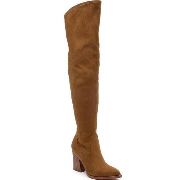 NEW! MARC FISHER Mayko Cognac Pointed Toe Over The Knee Boots! - Picture 1 of 10